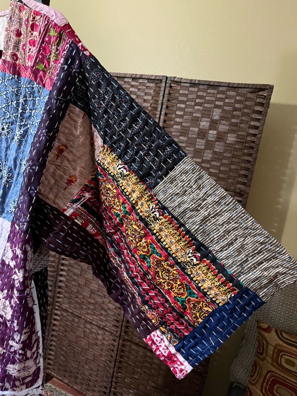 New Raj Kantha Kimono – Colorful Handmade – One Size (Fits Most) - Picture 6 of 8